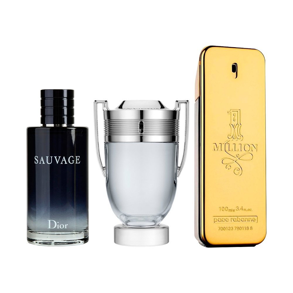 Combo de 3 Perfumes Masculinos - Sauvage, Invictus y 1 Million