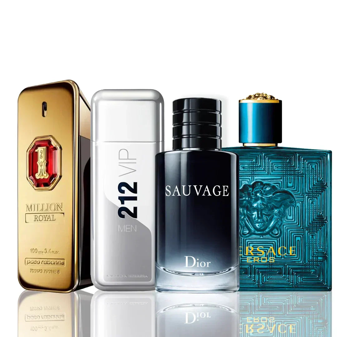 Set 4 Perfumes | One Million Royal + 212 Vip + Sauvage Dior + Versace Eros 100 ml