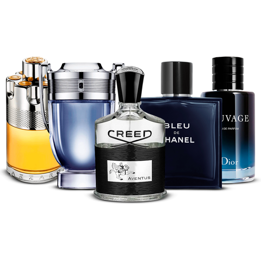 Set de 5 Perfumes – Azzaro Wanted, Invictus, Creed Aventus, Bleu de Chanel y Sauvage [100 ml cada uno]