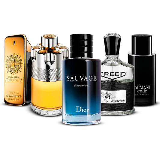 Set de 5 Perfumes – 1 Million, Azzaro Wanted, Sauvage, Creed Aventus y Armani Code [100 ml cada uno]
