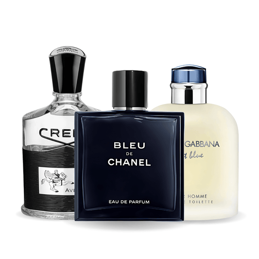 Set de 3 perfumes Bleu de Chanel, Creed Aventus, Light Blue Dolce Gabbana 100ml