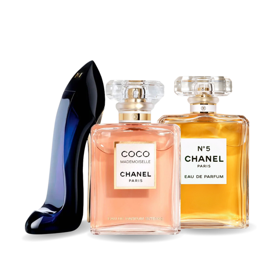 Set de 3 perfumes GOOD GIRL, COCO MADEMOISELLE, Chanel Nº5 100ml