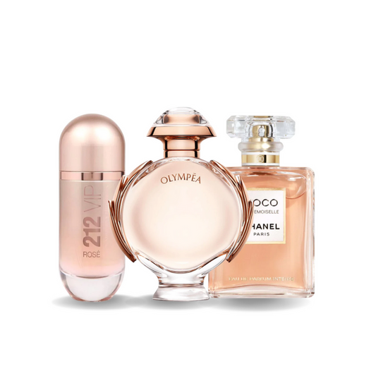 Set de 3 perfumes Chanel COCO MADEMOISELLE, Yves Saint Laurent LIBRE y CHLOÉ 100ml