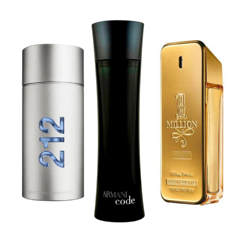 Set de 3 perfumes 212 Men NYC, Paco Rabanne One Million, Armani Code Homme 100ml
