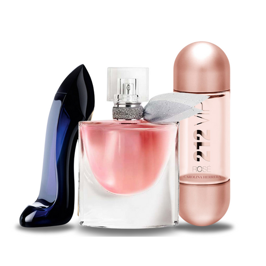 Set de 3 perfumes Carolina Herrera GOOD GIRL, Lancôme LA VIE EST BELLE y Carolina Herrera 212 VIP ROSÉ 100ml