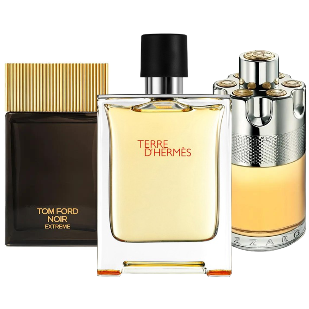 Set de 3 perfumes Terre de'Herme, Azzaro Wanted, Tom Ford Noir Extreme 100ml