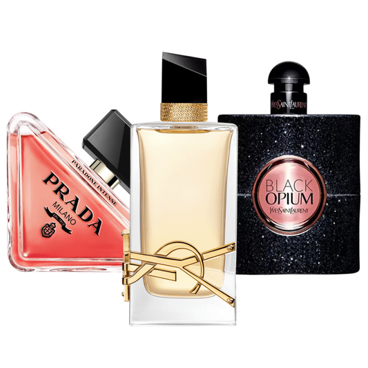 Set de 3 perfumes Prada Paradoxe, Black Opium Yves Saint Laurent, Libre 100ml