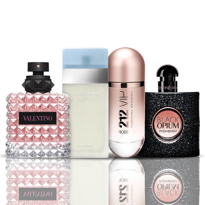 Set 4 Perfumes | Valentino + Light Blue + 212 VIP Rose + Black Opium 100 ml