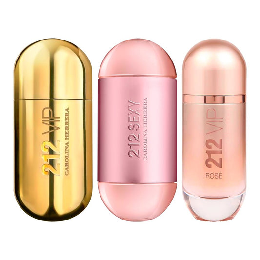 Combo de 3 Perfumes Femeninos 212 VIP, 212 Sexy y 212 VIP Rosé