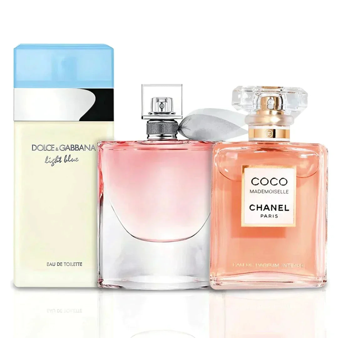 Combo de 3 Perfumes Femeninos La Vie est Belle, Mademoiselle y Light Blue 100ml