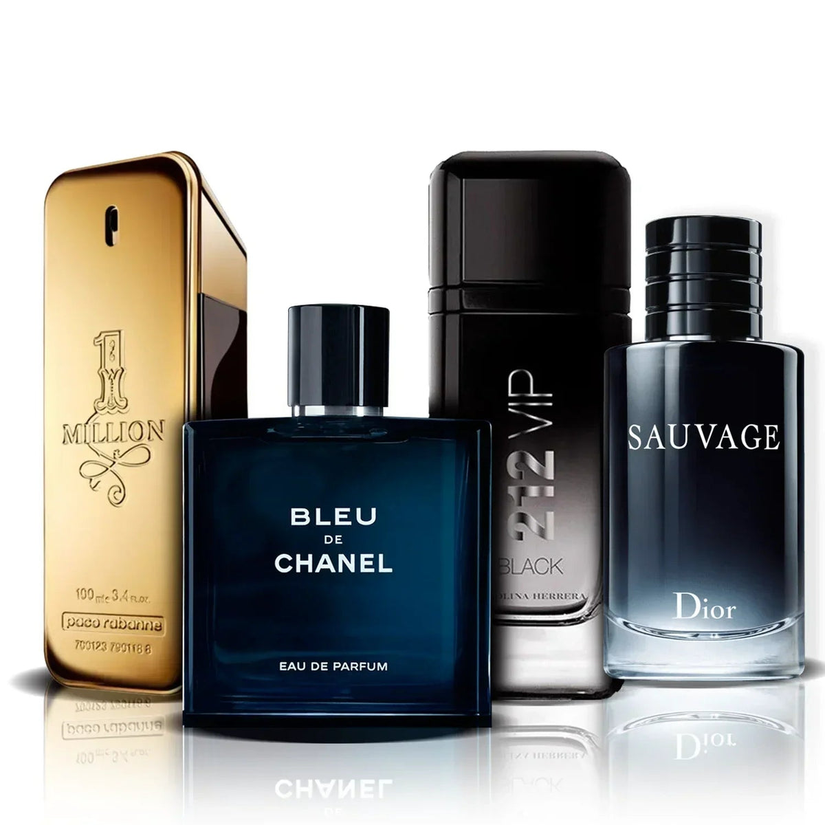 Set de 4 Perfumes | One Million, Bleu de Chanel, 212 Vip Black y Sauvage (100 ml)