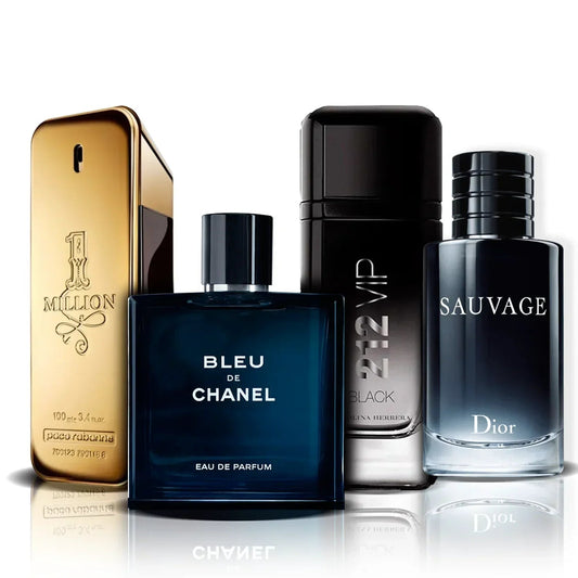 Set de 4 Perfumes | One Million, Bleu de Chanel, 212 Vip Black y Sauvage (100 ml)